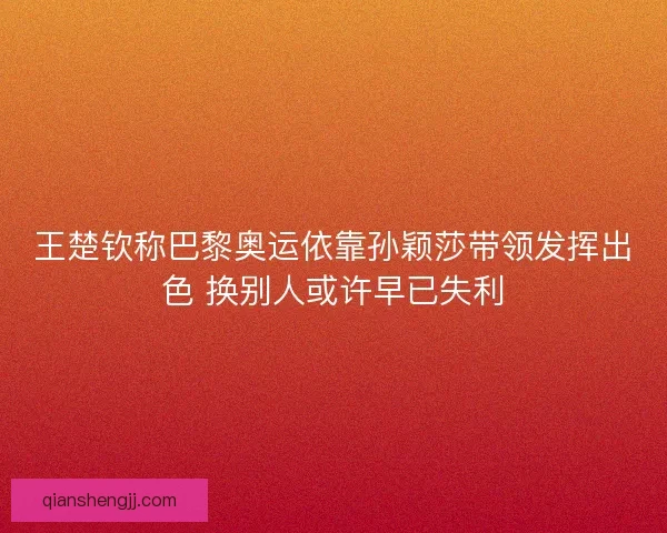 王楚钦称巴黎奥运依靠孙颖莎带领发挥出色 换别人或许早已失利