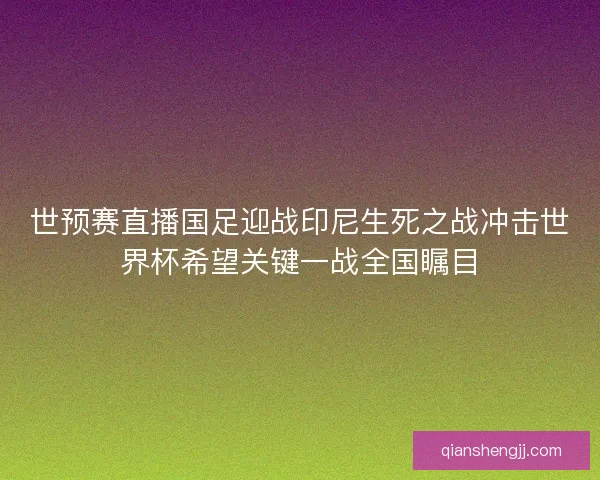 世预赛直播国足迎战印尼生死之战冲击世界杯希望关键一战全国瞩目