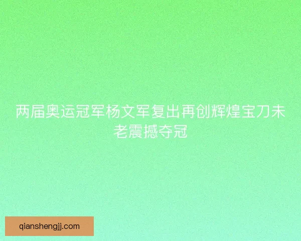 两届奥运冠军杨文军复出再创辉煌宝刀未老震撼夺冠