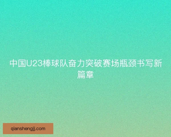 中国U23棒球队奋力突破赛场瓶颈书写新篇章